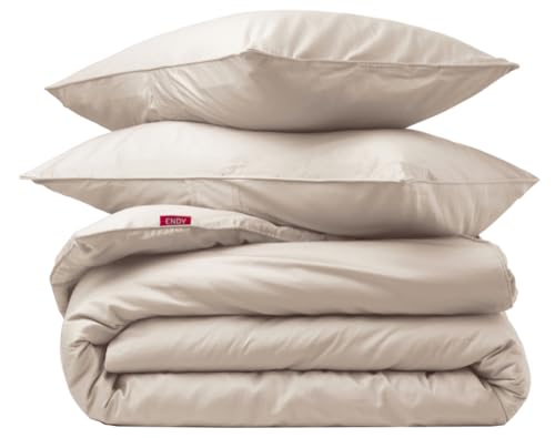 Endy Twin Duvet Cover – 100% Organic Cotton Percale – Crisp, Cool with Matte Finish Comforter Cover – Breathable, Hypoallergenic, Ultra-Durable Twin XL Duvet Set Includes 1 Pillow Sham, Soft Cream by Endy - Used condition - CA$109.13