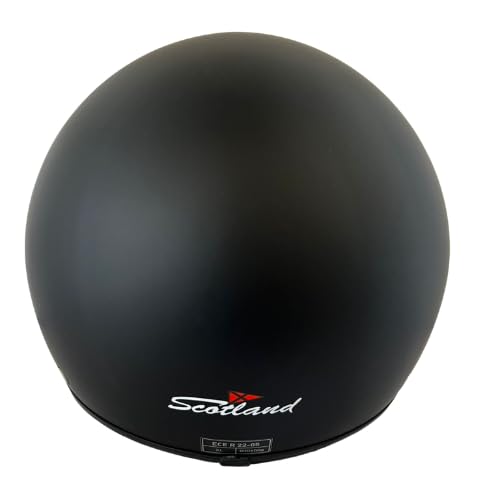 Casco Moto Scotland Classic - Nero Opaco, Visiera Trasparente, Taglia L, Design Retrò E Comfort Moderno