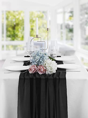 Beddeb 10 Pack Black Chiffon Table Runner 10Ft Sheer Wedding Table Runner 29X120 Inches Romantic Tulle Table Runner For Rustic Wedding Decor Birthday Party Bridal Baby Shower Table Decoration #TOP1