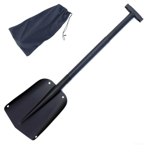 ZAMETTER Pala in lega di alluminio per auto, fuoristrada, piccola pala pieghevole da neve, strumento da viaggio, accessori per auto (nero)
