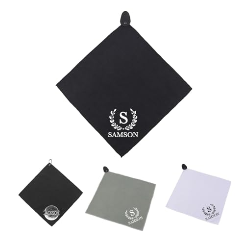 Personalized Name Golf Towel for Men - Waffle Pattern Golf with Magnetic or Hooked Golf Towel - Customized Golf Patterns and Names - Golf Accessories Gift for Men (Black with Magnetism)