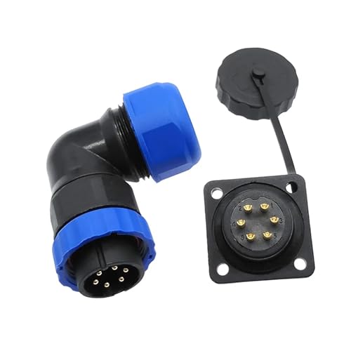 Conector SP20 de 7 pines con brida angular de 90 grados IP68 para tubo corrugado flexible 2