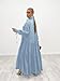 Women's Elegant Long Sleeve Button Down Loose Shirt Dress Long Maxi Pleated Dress Blue S