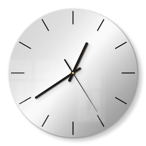DEQORI Orologio da parete con specchio | Design rotondo Ø 30 cm | Specchio anteriore e quadrante moderno | silenzioso orologio al quarzo moderno per soggiorno, camera da letto, cucina, ufficio