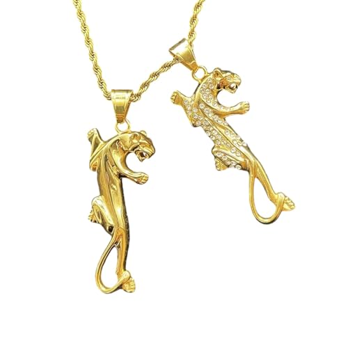 Chevalière léopard acier inoxydable 316L strass hip hop homme or