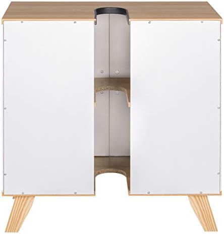 EUGAD Under Sink Cabinet Basin Unit Cupboard Bathroom Floor Cabinet Vintage with Storage White with Legs