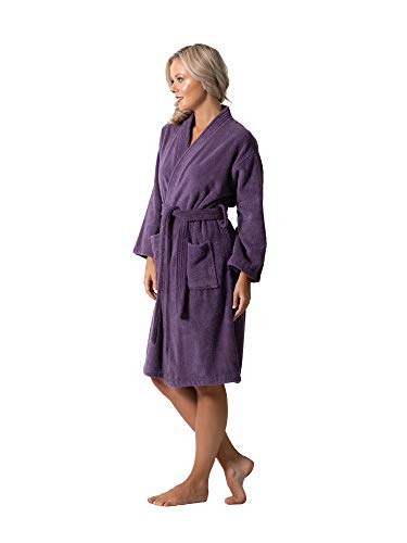 Image of Luxurious Turkish Terry Kimono Collar Super-Soft Terry Absorbent Bathrobes for Women