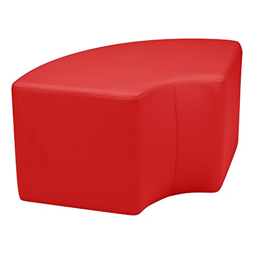 Image of Sprogs 18 inch H Structured Quarter Round Stool -Flexible Modular Collaborative Soft Seating for Office, Home, Lounge and School Classrooms with Durable Frame & Set of 2 inch Legs Add-on - Red