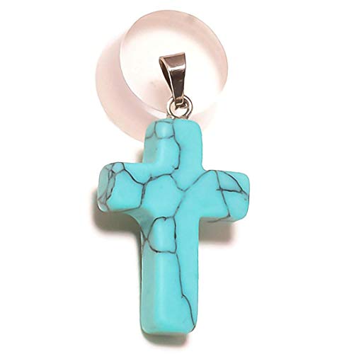13.45 Cts Blue Turquoise Beads Gemstone Handmade Small Cross Pendant Beaded Jewelry 5