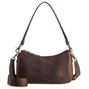 S-ZONE Leather Shoulder Bag for Women Small Crossbody Bags Hobo Purses with 2 Straps