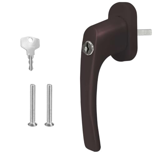 Premium Aluminium Fenstergriff Victory - abschließbar, Farbe:Braun RAL 8019, Stiftlänge:40mm