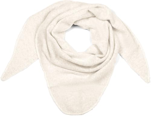 styleBREAKER Damen Großer Strick Dreieck Schal einfarbig meliert | Weiches warmes Winter Dreiecktuch | Strickschal aus Viskose Wolle für kuschlige Looks, Farbe:Weiß