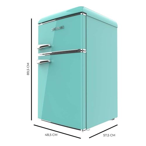 Cecotec Mini Retro koelkast Bolero CoolMarket 2D Origin 85 groen. Capaciteit van 85L, LED-binnenverlichting, verchroomde handgreep, glazen planken, temperatuurregeling en groentelade - Afbeelding 3