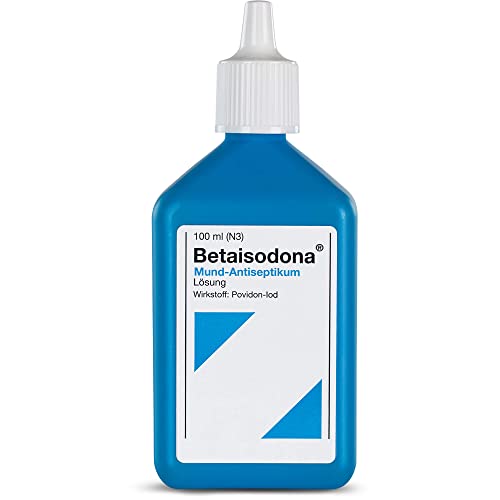 Betaisodona® Mund-Antiseptikum 100 ml, Lösung gegen Bakterien, Pilze oder Viren zum Gurgeln und Spülen, mit PVP-Iod – gut verträglich für die Schleimhaut – milder Geschmack – färbt Zähne nicht