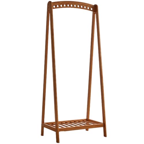 Vttui Drewniany Wolnostojący Wieszak na Płaszcze – Regał do Przechowywania Garderoby – Wieszak na Ubrania Retro Wielofunkcyjny – z Półkami do Przechowywania, Łatwy Monta(Color:Kolor drewna wiśniowego)
