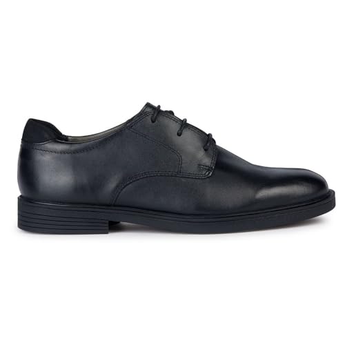 Geox J Zheeno A Black Leather School Shoes
