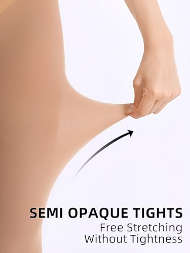 Image of Women's 80 Denier Semi Opaque Tights High Waist Soft Solid Color Footed Pantyhose