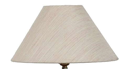 Image of tu casa Table Lamps with Mango Wood Base & Off-White Cotton Shades for Home Decor, Bedrooms, Living Room, Gifting, Diwali Decoration, Dining Space, Study Room, Hall (Height- 42cm) - Bulb not Included
