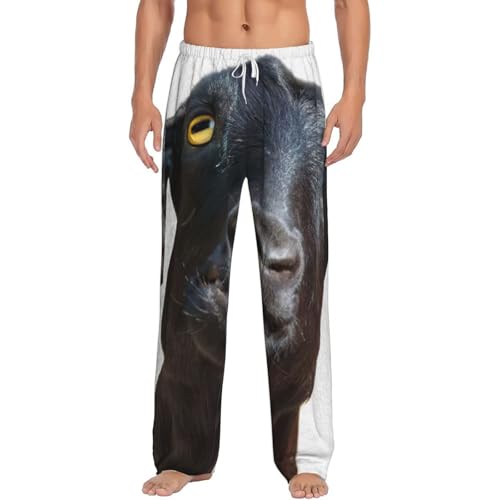 Pantalon pyjama chèvre homme micropolaire chaud noir avec poches latérales