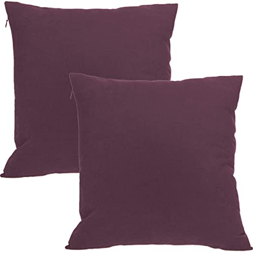 ZIRVEHOME Lot de 2 housses de coussin décoratives Prune 45 x 45 cm
