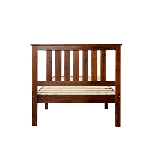Mellow Marley 14 Inch Solid Wood Platform Bed with Paneled Headboard, Espresso, Twin