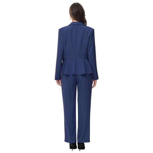 Lamgool Women's Suit Outfits Set 2 Piece Ruffle Blazer with Pants Suit Set Long Sleeve Business Casual4