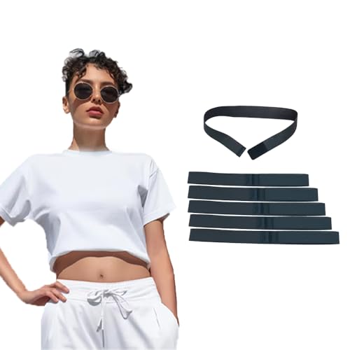 5PCS Tuck Band for Shirt Invisible Belt Buckleless No Show Belt Crop Band for T-Shirts, Crop Tops Blouses for Woman