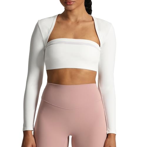 Image of Aoxjox Women's Lexi Lined Bolero Shrug | workout long sleeve,waist-defining cropped fit,open front cardigan,buttery soft fabric,layering,yoga,gym,daily wear