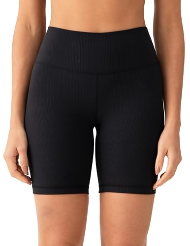 YUNOGA Womens RibFlex High Waisted Ribbed Biker Shorts 6/8 inches - Tummy Control Spandex Yoga Workout Athletic Shorts2