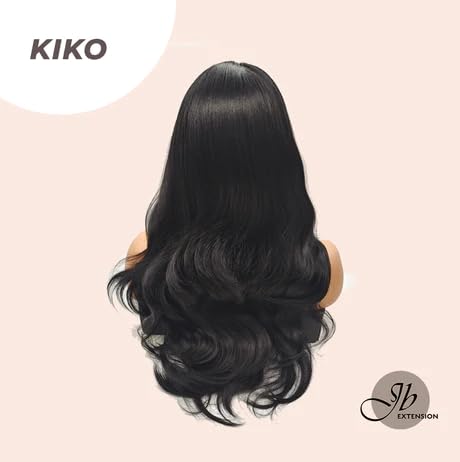 Miniatura 7 de KIKO - Peluca larga y rizada negra con flequillo en capas, pelucas sin pegamento para mujer, pelucas sintéticas naturales para uso diario (pelucas