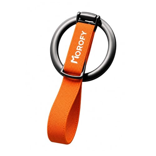 Image of Morofy Magnetic Phone Grip for iPhone & Android Devices with Magnetic Ring Included, Adjustable Finger Strap Stand Holder (Orange)