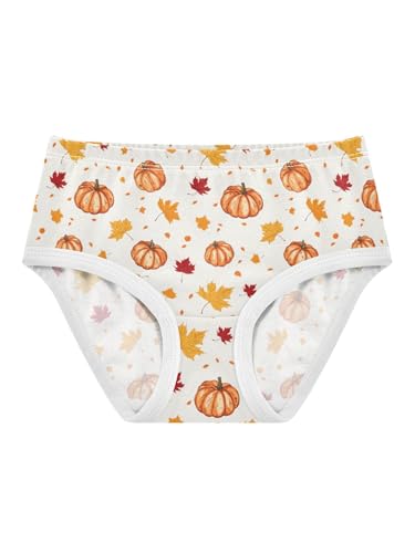 ZZKKO Orange Fall Maple Leaf Pumpkin Girls Underwear Toddler Panties for Girls Comfort Brief Size 2T
