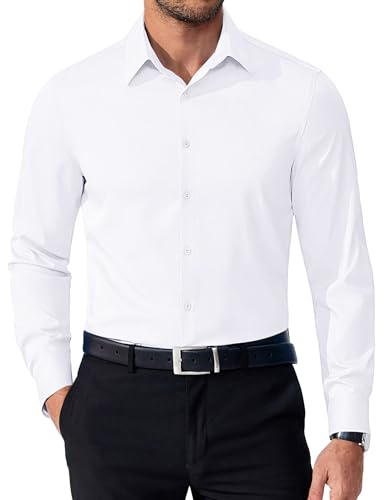 WINKEEY Camicia Uomo Maniche Lunga Camicie No Stiro Business Camicia