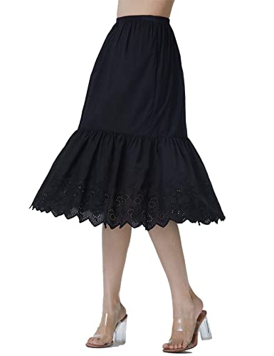 Image of BEAUTELICATE Half Slip Skirt Extender 100% Cotton Vintage Underskirt with Lace Embroidery