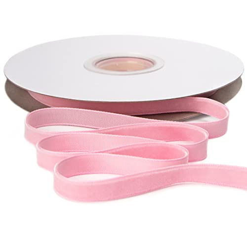 Ribbli Polyester Pearl Pink Velvet Ribbon 3/8 Inches Continuous10-Yard Spool Christmas Ribbon for Gift Wrapping Floral Bouquets Home Decor