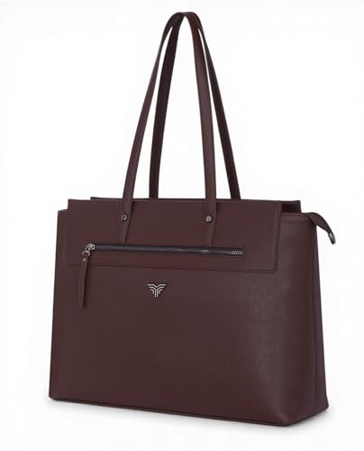 Image of Premium Women's Laptop Tote Bag | Handcrafted Leatherette Shoulder Handbag | 2 Pocket Stylish Office & Casual Carry Bag