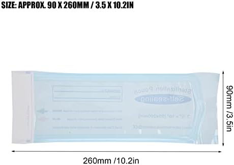 Agatige 200pcs/Box Self-Sealing Oral Sterilization Bag, Disposable Sealed Sterilization Bag Cleaning Dental Tattoo Tool Sterilization Pouches (90 x 260mm)