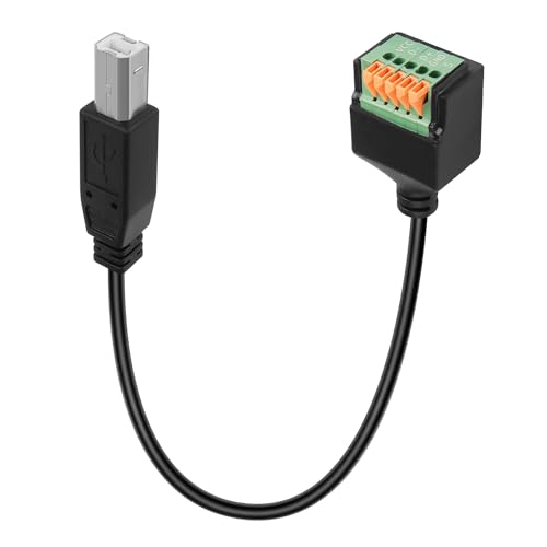QIANRENON Adaptador USB B de conexión rápida sin soldadura, cable corto USB tipo B 2.0 macho a terminal de crimpado de 5 pines, conector de bloque de terminales USB B, para bricolaje, reparación de
