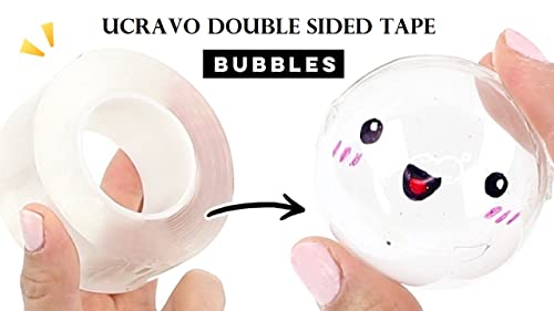 Image of UCRAVO Double Sided Tape Bubbles Kit, Magic Bubble Tape Toy Kit with Glitter and Balloon Inflator, Double Sided Super Elastic Bubble Plastic for Kids Girls Adult Party Favors Gifts Fidget Toy Craft