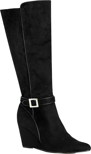 City Chic Women's Wide Fit Clea Knee Wedge Boot High