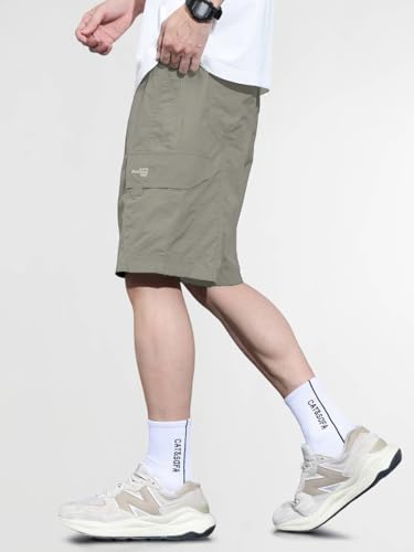 Image of TAGDO Men's Cotton Cargo Shorts with Multi Pockets | Lightweight Casual Outdoor Shorts Pant for Men | Elastic Waist Drawstring Utility Shorts for Hiking, Camping and Daily Wear (2048)