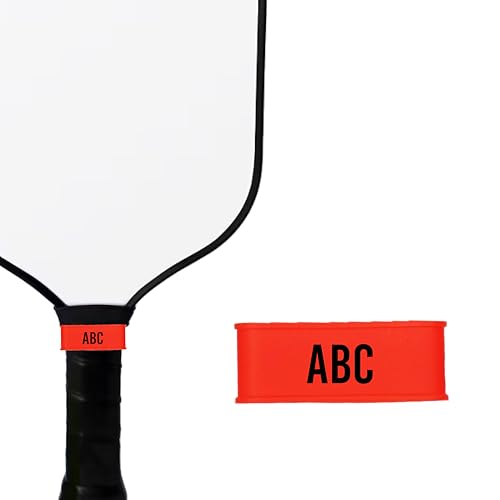PRINT SUPREMACY Custom Pickleball Paddle Silicone Band, Grip Bands for Sports Rackets, Personalized Engraved Paddle Grip, Pickleball Lovers, Sports Accessories, Custom Initials (Red)