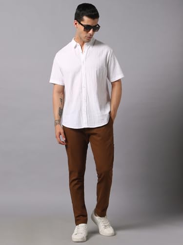 Image of Hubberholme Men's Tapered Fit Cotton Trousers, Ankle Length Elastic & Drawstring Waist Chinos