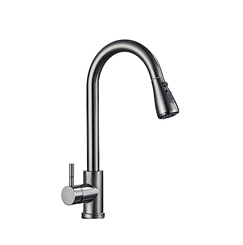 ZYCHSJXA Sleek White Pull Out Kitchen Sink Faucet Deck Mounted Mixer Tap with Stream & Sprayer Hot Cold Water for Modern Bathrooms Kitchens