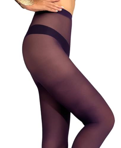 Image of Mila Marutti Classic Violet Semi Opaque Women's Tights | Stockings for Women Plum 30 Denier Pantyhose Nylons - Purple, S