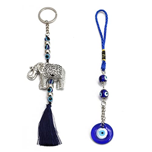 2 Stücke Blaue Augen Schlüsselanhänger, Evil Eye Wandbehang, Keychain Charm, Gelten Taschen Rucksack Deko(Blau) Cover