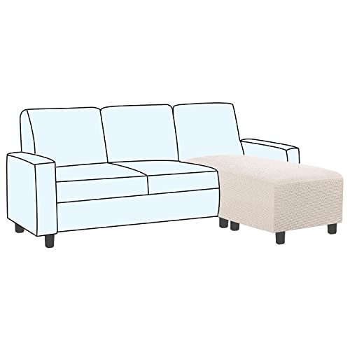 Image of H.VERSAILTEX Ottoman and Sofa Seat Cushion Combined Cover Slipcover Rectangle Sofa Slipcover Fit Length 56'-75' Suitable for L Shaped Seat Cushion Cover or Chaise Part Cover Stretch Thick Soft - Ivory