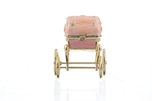 Keren Kopal Pink Baby Carriage Trinket Box Decorated With Swarovski Crystals Newborn Baby Gift Idea Nursery Decor #TOP2