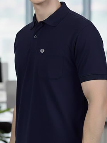 Image of Lux Cozi Men's Cotton Blend Polo T-Shirt with Chest Pocket | Collar T-Shirts for Men | Half Sleeves | Plain - Regular Fit (Pack of 1)