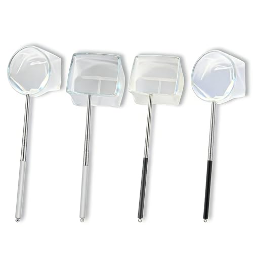 4 Kescher Aquarium, Aquarium Kescher Klein Für Kleine Fische Und Garnelen, Praktisches Set Zur Reinigung Und Pflege Von Aquarien Und Kleinen Teichen